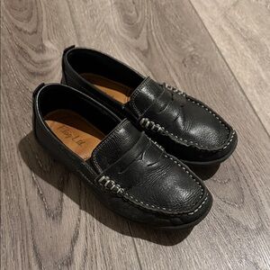 Boys Black Leather Penny Loafers - Classic Slip-On Dress Shoes